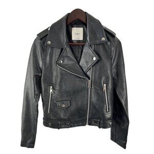 Mango Vegan Leather Motorcyle Jacket Womens Size XS